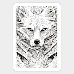 Wolf Animal Wild Nature Illustration Line Epic Illustration Line Art Magnet